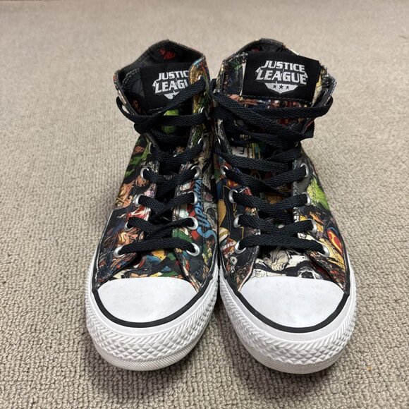 Converse Justice League Superman Sneakers Multicolored High Top Women’s Size 8 - Picture 2 of 11